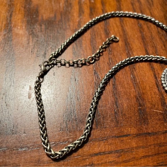 Vintage Silver Finish Genuine Multi Teardrop Faux Stones Necklace - Picture 7 of 9